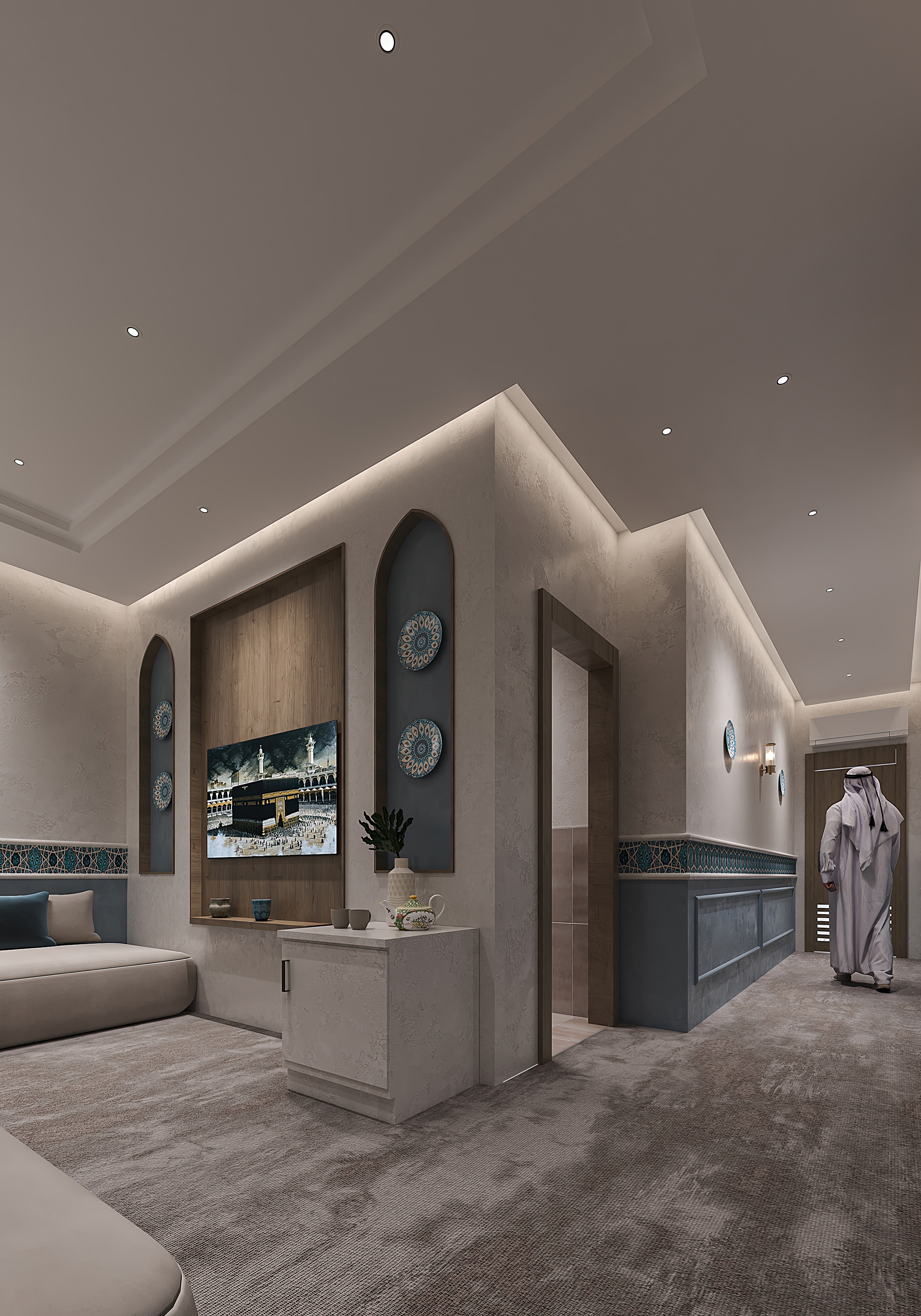 تصميم ديكور داخلي واعمال شوب دروونج معماري لغرف فندقية نموذج ثاني بالمملكه العربية السعودية